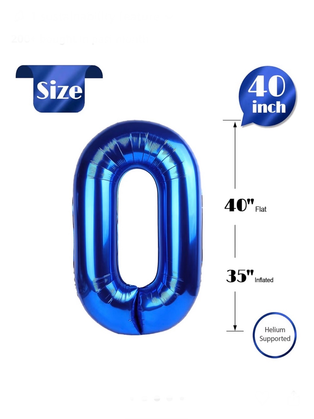 🥳 7$10!! NEW Blue Foil Number 0 Balloon - Party Decor